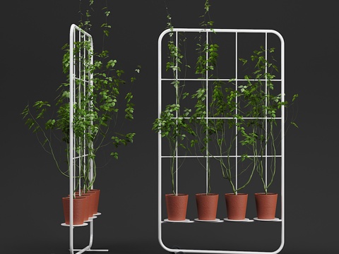  现代架子盆子组合3d模型 