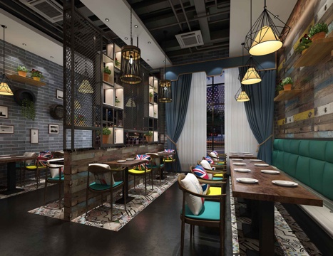  工业风餐馆模型3d模型 