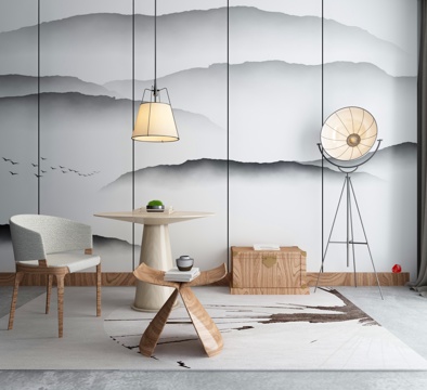  新中式沙发茶几组合3d模型 