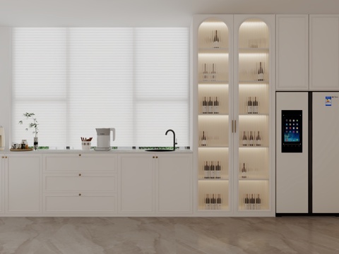  现代法式餐边柜酒柜3d模型 