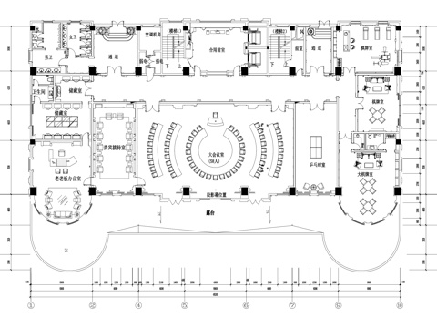 多功能大会议室报告厅平面图cad施工图