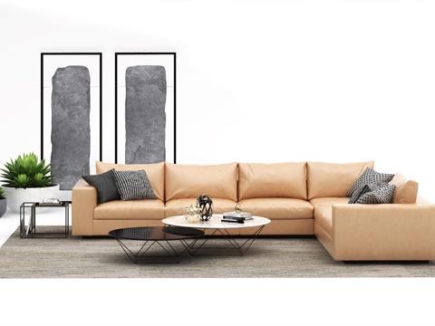  现代沙发茶几组合3d模型 