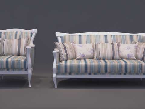  地中海 布艺沙发3d模型 