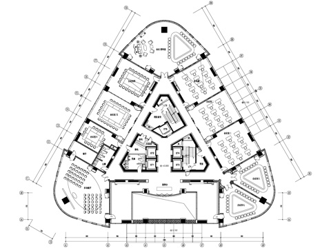 多功能大会议室报告厅接待室平面图cad施工图
