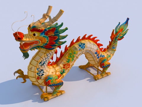  现代龙形灯笼3d模型 