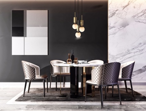  餐桌椅组合 现代餐桌 后现代餐桌3d模型 