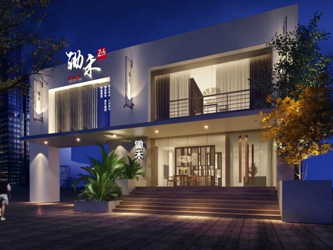  中式门头3d模型 