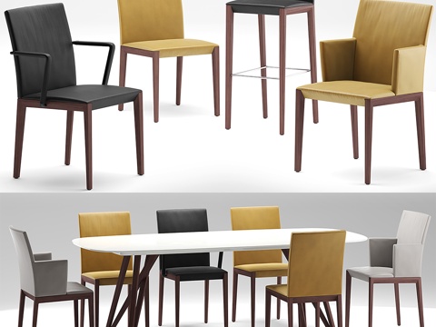  现代餐桌椅组合3d模型 