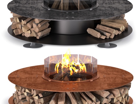  现代壁炉3d模型 