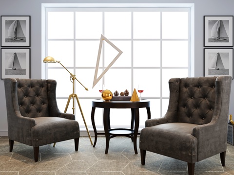  美式简约椅子3d模型 