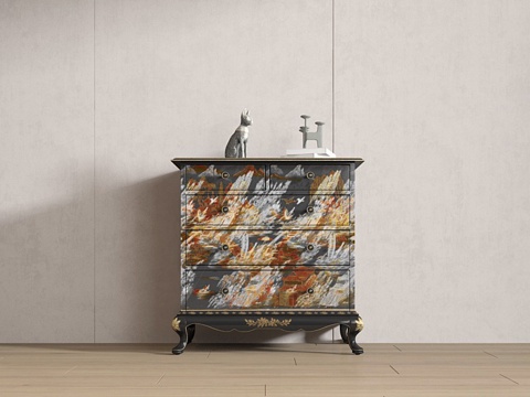  中古风玄关柜3d模型 