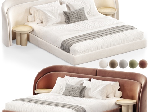  现代双人床3d模型 