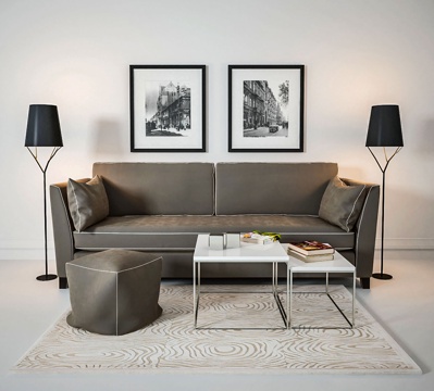  现代沙发茶几组合3d模型 