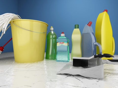  厨房卫生间清洁工具3d模型 