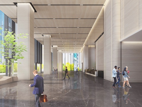 企业总部办公楼首层公区大堂电梯厅CAD施工图cad施工图