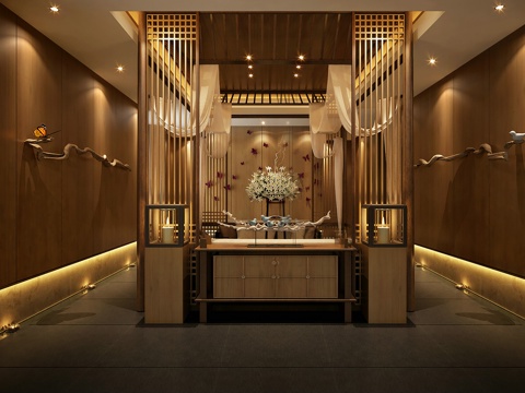  新中式茶餐厅3d模型 