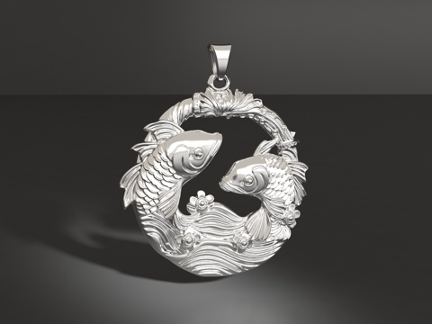  双鱼吊坠3d模型 