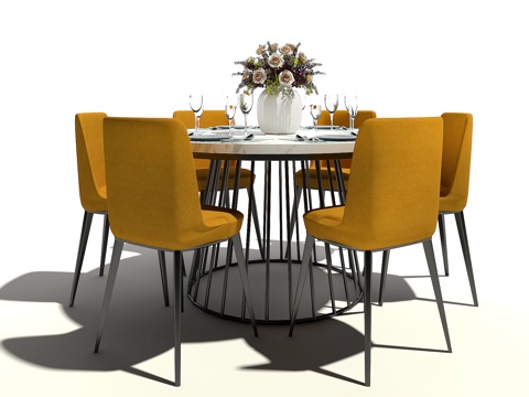  现代餐桌椅组合3d模型 