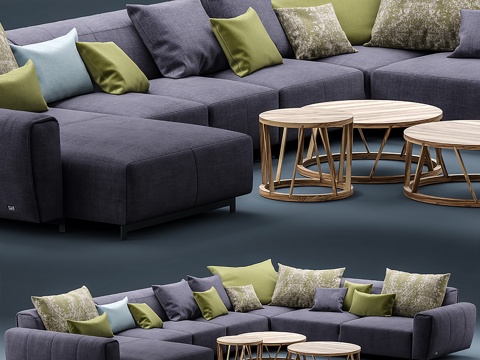  现代沙发茶几组合3d模型 