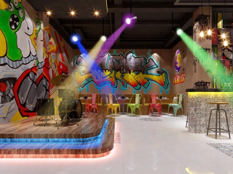  LOFT音乐餐厅酒吧模型3d模型 