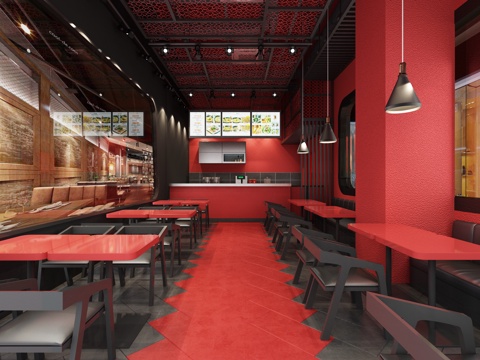  西班牙海鲜餐厅门头 餐桌椅3d模型 