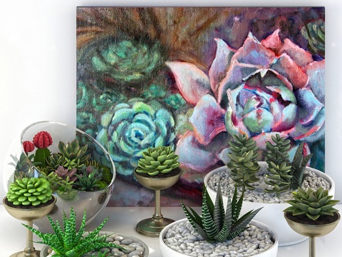  现代室内植物盆栽3d模型 