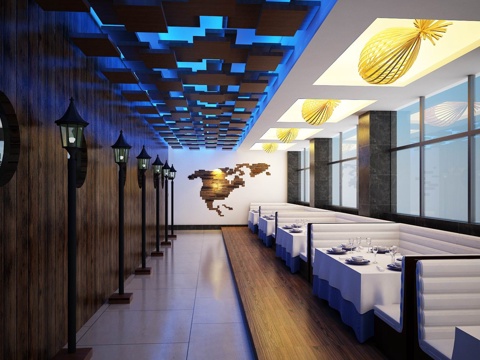  禅意中式茶餐厅3d模型 