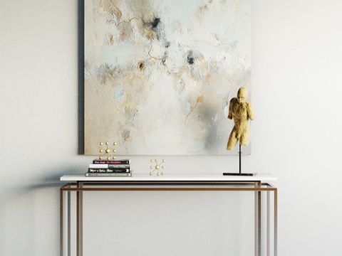  现代端景台挂画摆件组合3d模型 