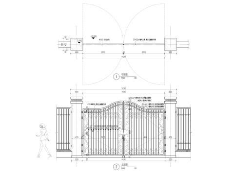 铁艺门cad施工图