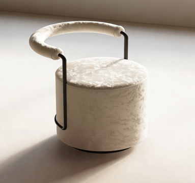  奶油风沙发凳3d模型 