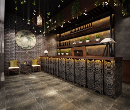  新中式火锅锅店3d模型 