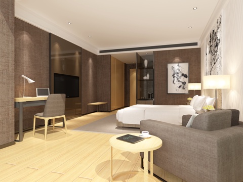  商务精品酒店客房 沙发茶几 电视桌3d模型 