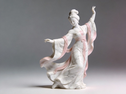 古代仙女跳舞雕塑美陈摆件景观su模型