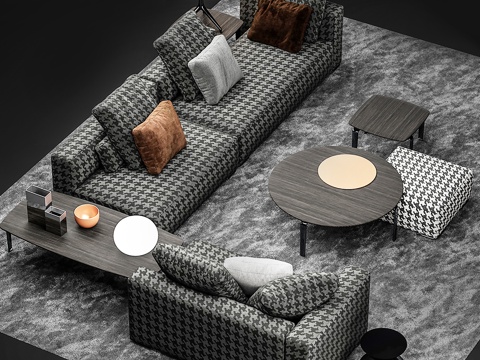  现代沙发茶几组合3d模型 