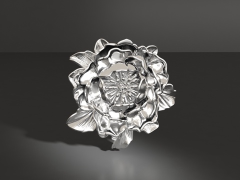 牡丹花胸针3d模型 