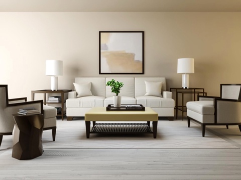  现代沙发茶几组合3d模型 