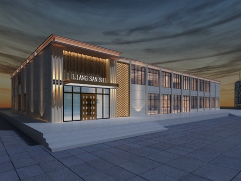  现代公司一楼大厅3d模型 