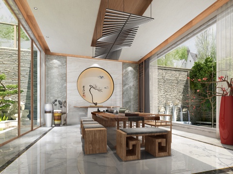  中式茶艺 禅意 接待3d模型 