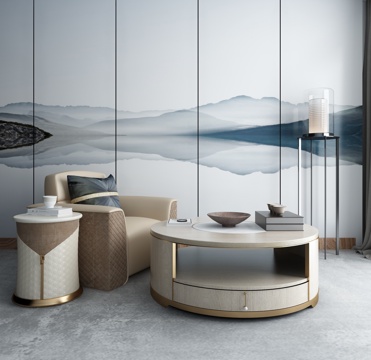  新中式沙发茶几组合3d模型 