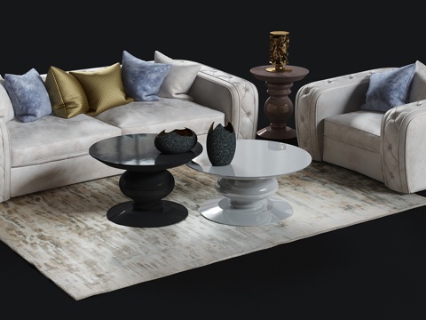  现代沙发茶几组合3d模型 