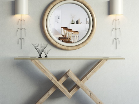  现代端景台壁灯组合3d模型 