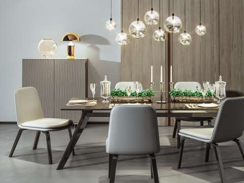  现代餐桌椅组合3d模型 