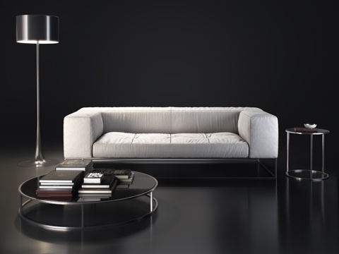  现代沙发茶几落地灯组合3d模型 