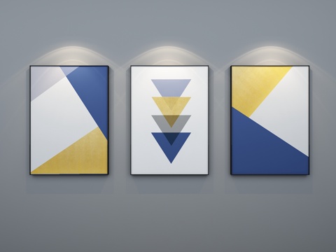  现代简约挂画3d模型 