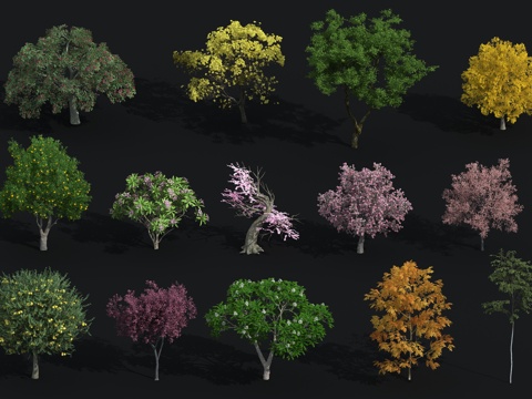  树 植物 景观树 松树 桃树 樱花树 果树 秋天树 灌木3d模型 