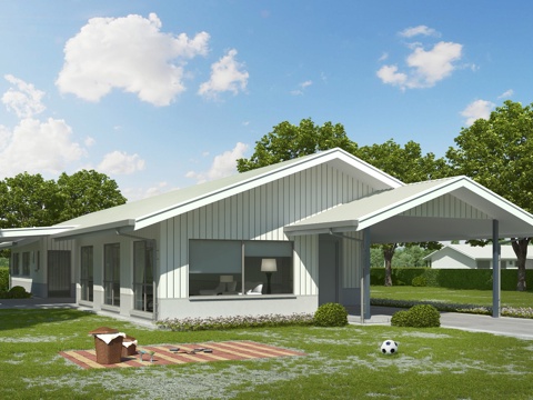  现代别墅外观全模场景3d模型 