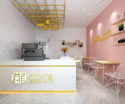  奶茶店 铁艺吊顶 铁艺桌椅组合3d模型 