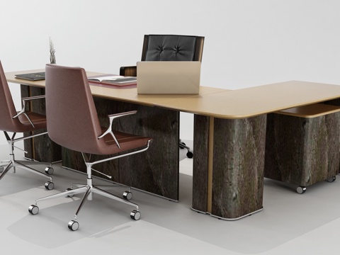  现代办公桌大班台组合3d模型 