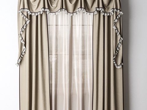  现代布艺窗帘3d模型 