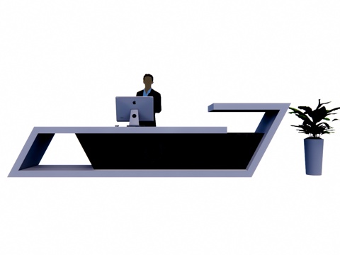 接待 前台接待 公司前台 展厅su模型